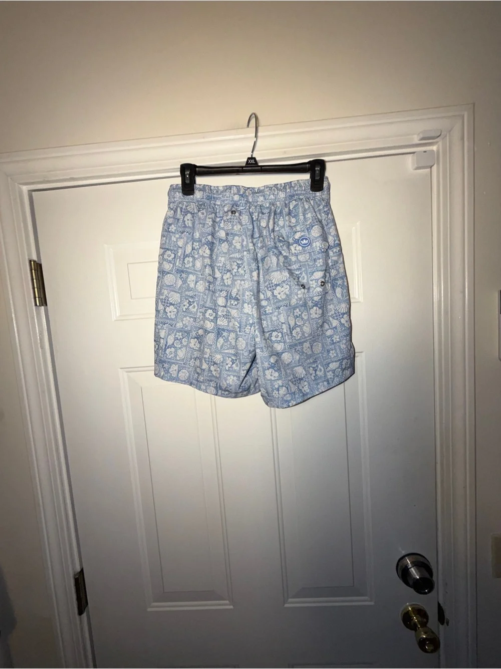 Peter Millar Men's Light Blue Print Swim Shorts. Sz M